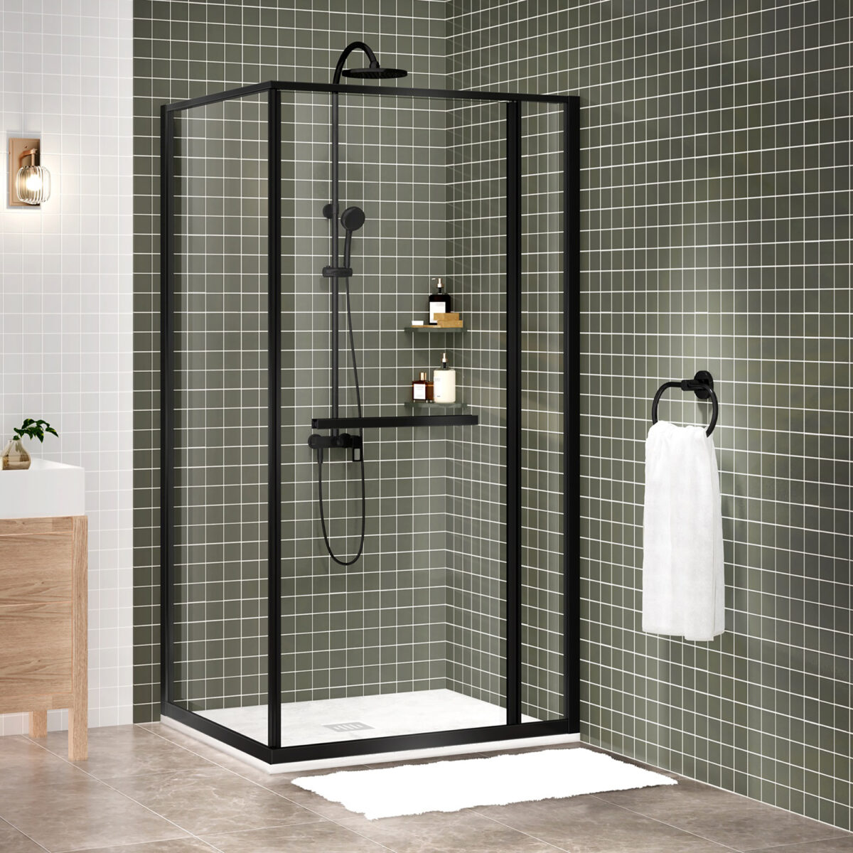 FLEX 2.0 Corner Sliding Shower Door, Off-Centre Left-Hand Door by Zitta