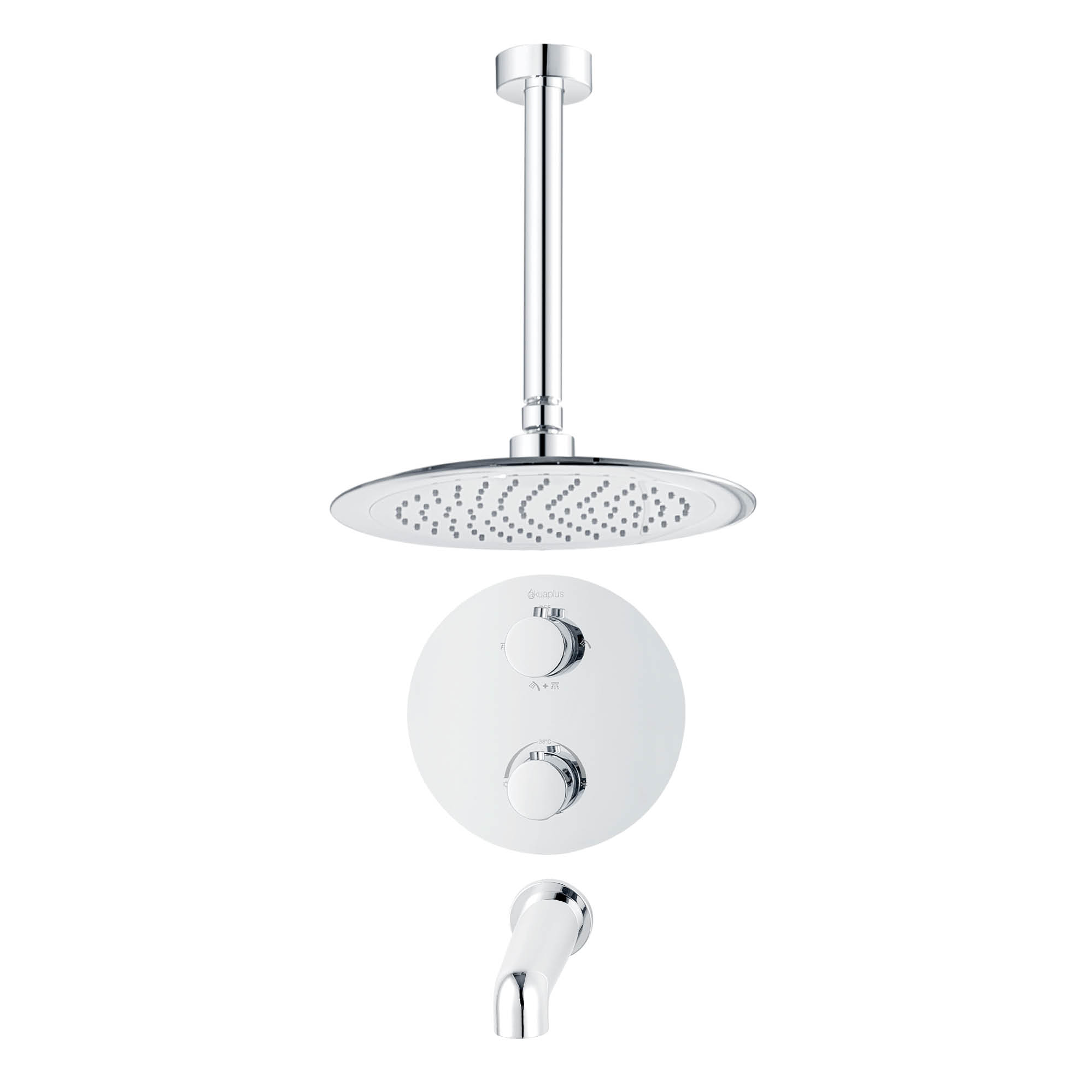 Ensemble bain-douche thermostatique rond à 4 voies avec pomme de douche pluie par akuaplus®
