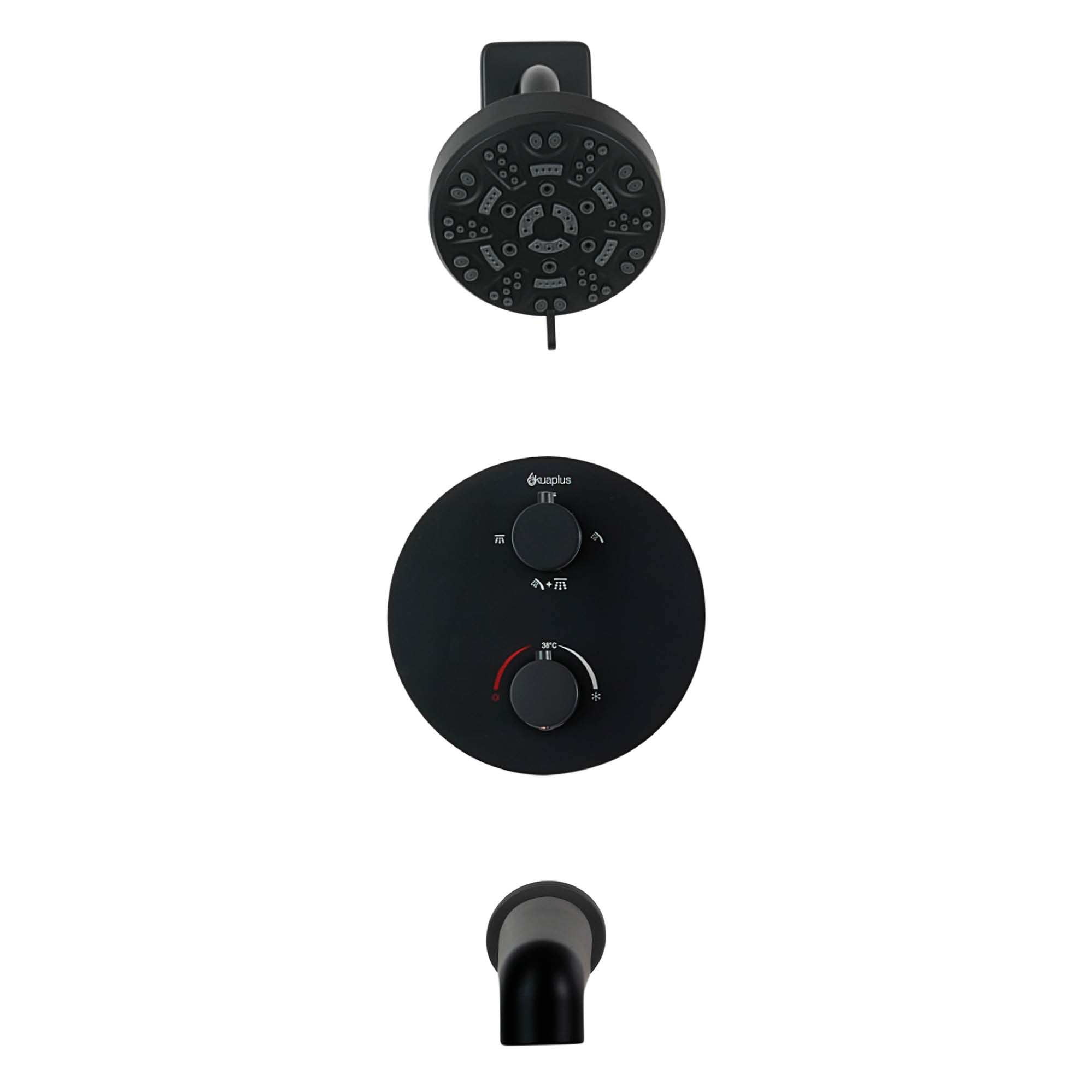 Ensemble bain-douche thermostatique rond à 4 voies avec pomme de douche à 8 réglages par akuaplus®