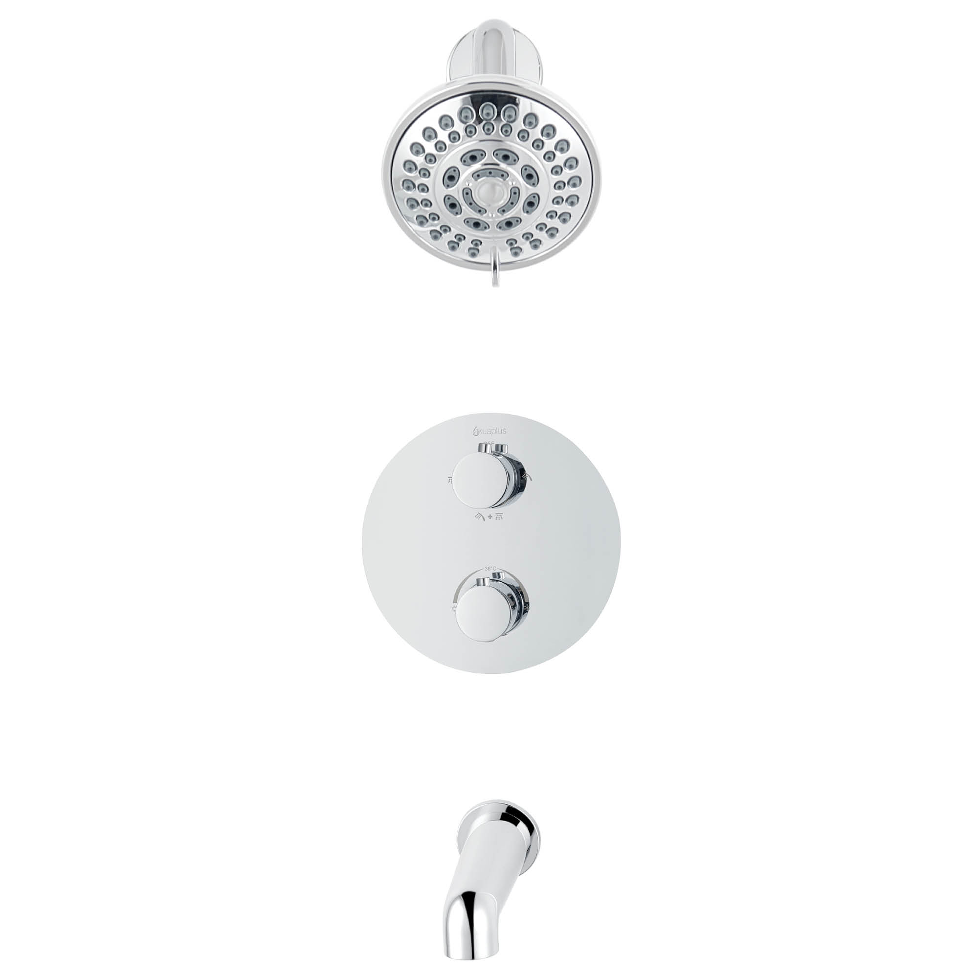 Ensemble bain-douche thermostatique rond à 4 voies avec pomme de douche à 5 réglages par akuaplus®