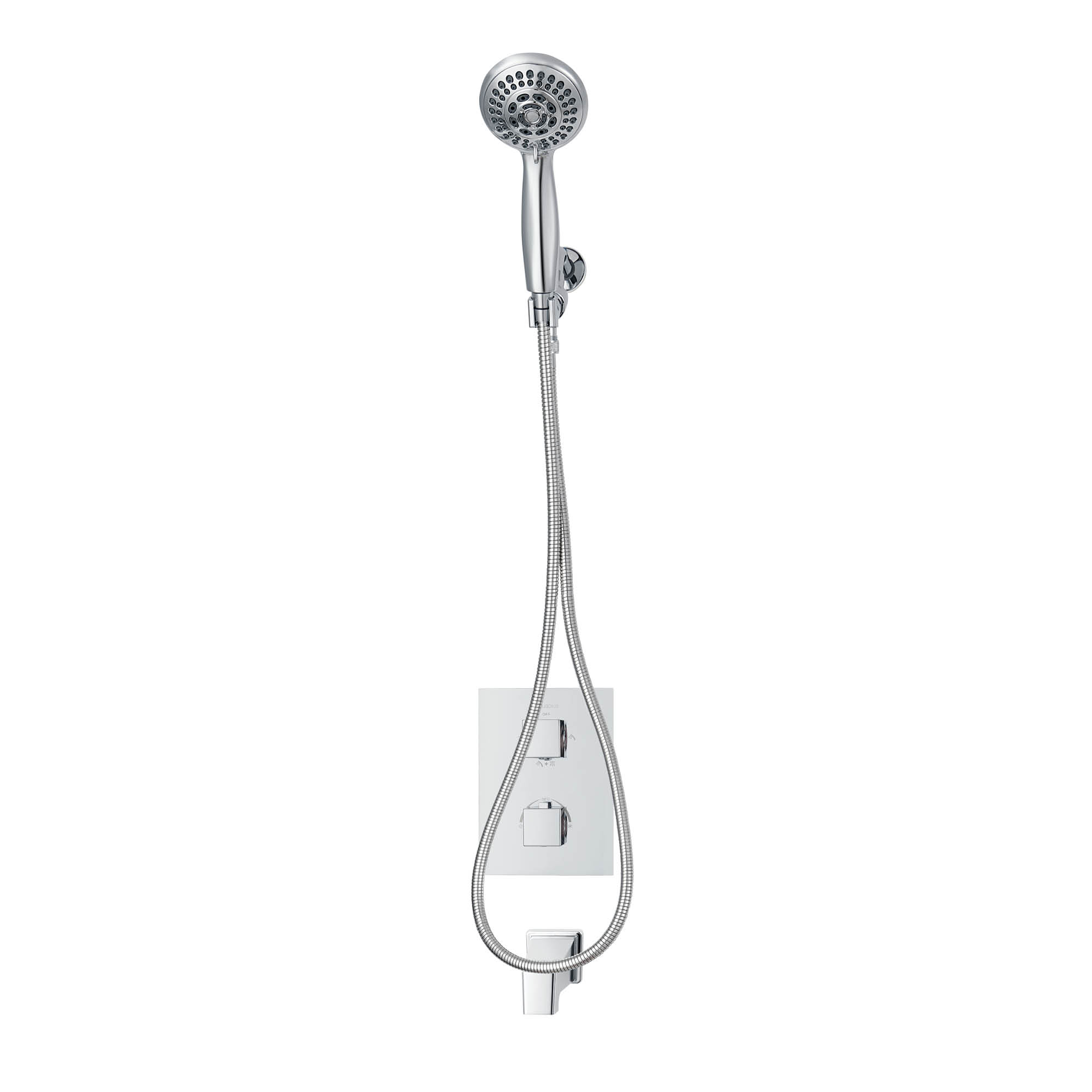 Ensemble bain-douche thermostatique carré à 4 voies avec douchette 5 réglages par akuaplus®