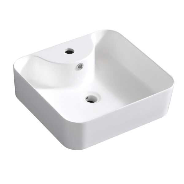 Lavabo vasque de comptoir akuaplus® en pierre synthétique ZIRA – Monotrou avec trop-plein