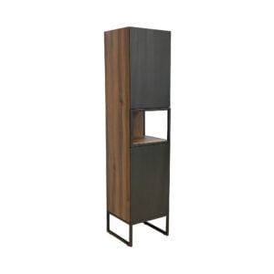 16-Inch Modern Two-Tone Bathroom Linen Cabinet - Open Alcove