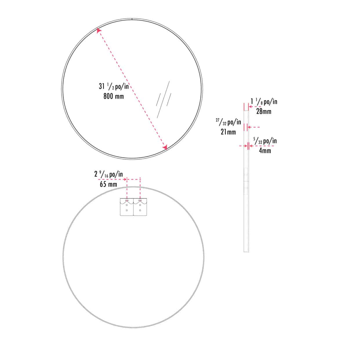 Miroir rond akuaplus® 31 1/2 po