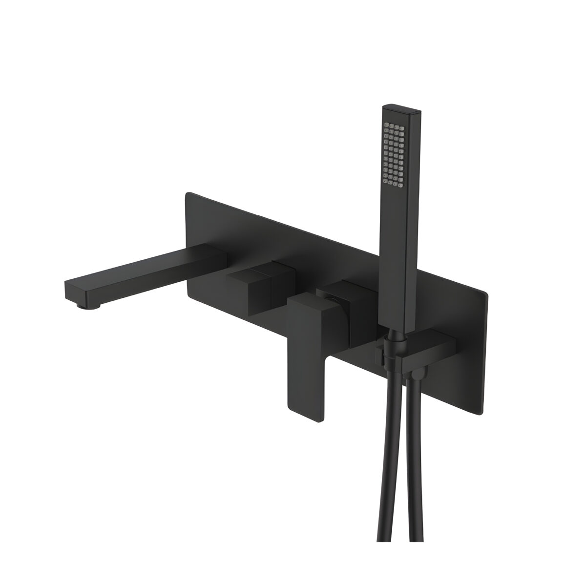 Square wall-mounted bathtub faucet with hand shower