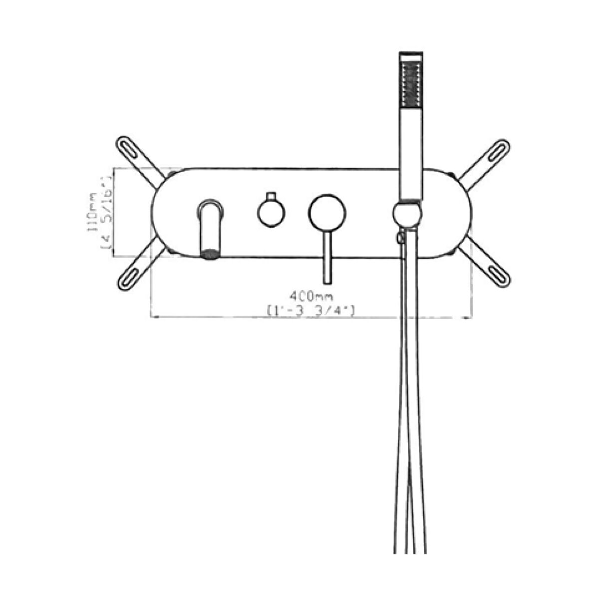 Round wall-mounted bathtub faucet with hand shower