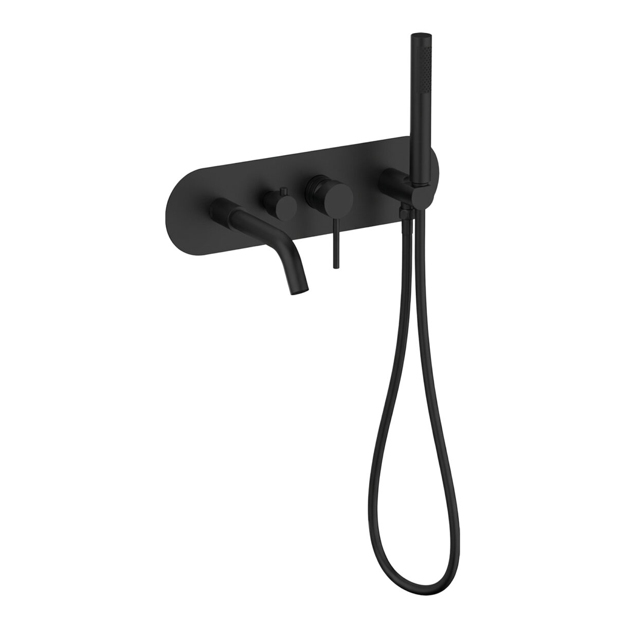 Round wall-mounted bathtub faucet with hand shower