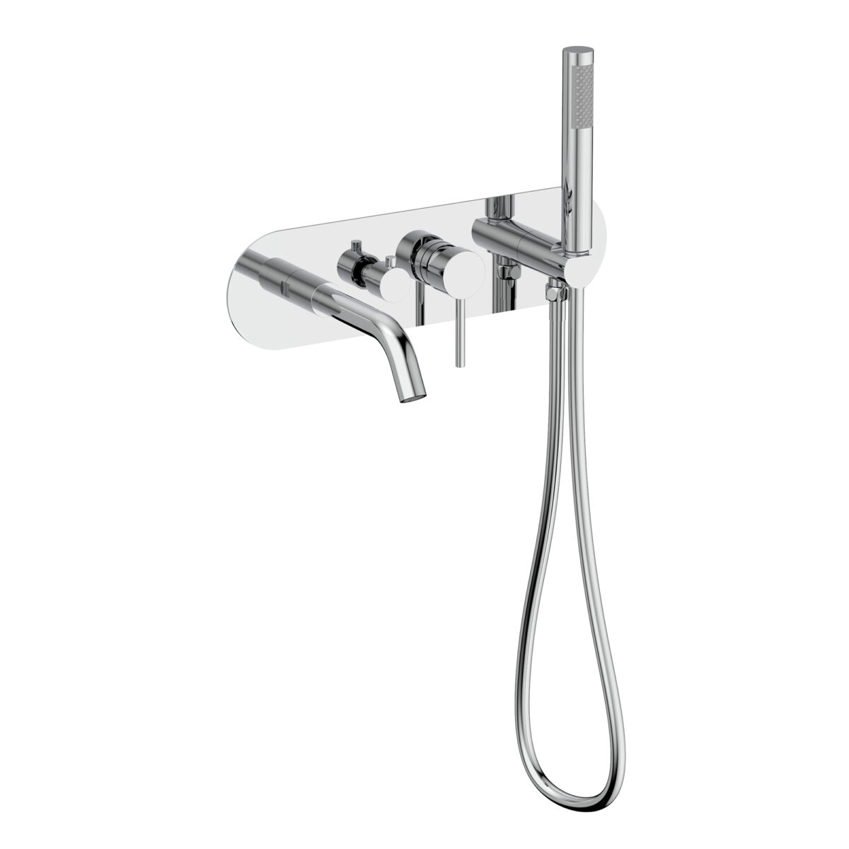 Round wall-mounted bathtub faucet with hand shower