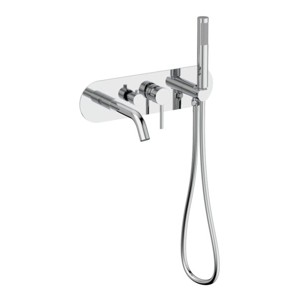 Round wall-mounted bathtub faucet with hand shower