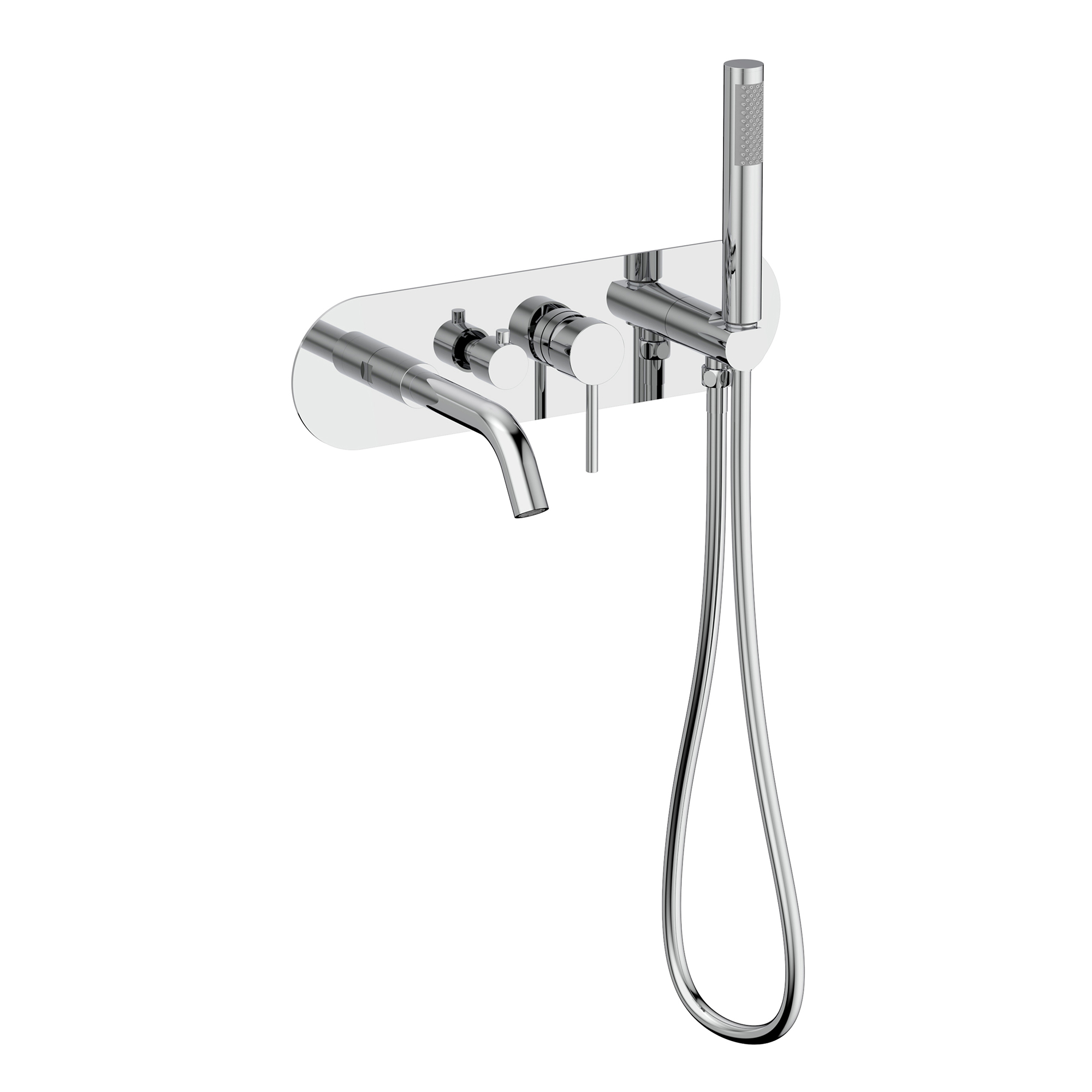 Round wall-mounted bathtub faucet with hand shower