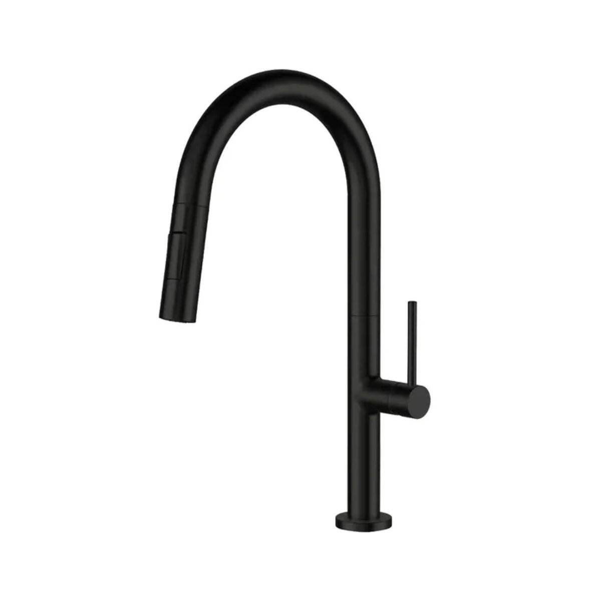 Single-hole kitchen faucet with pull-down sprayer