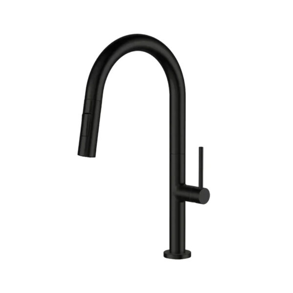 Single-hole kitchen faucet with pull-down sprayer