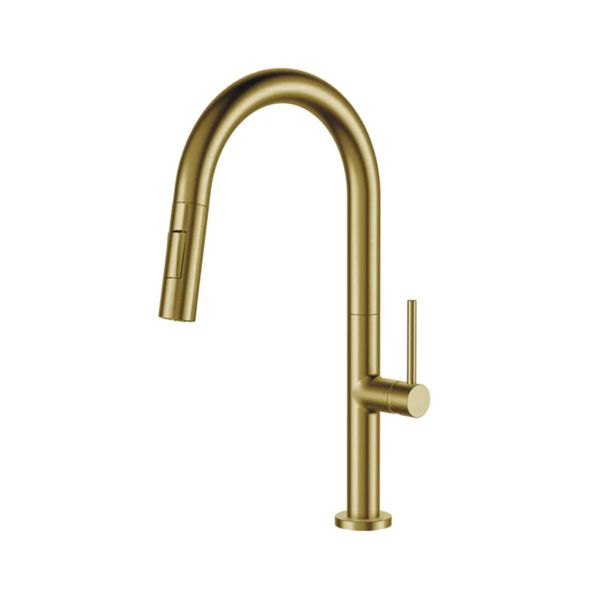 Single-hole kitchen faucet with pull-down sprayer