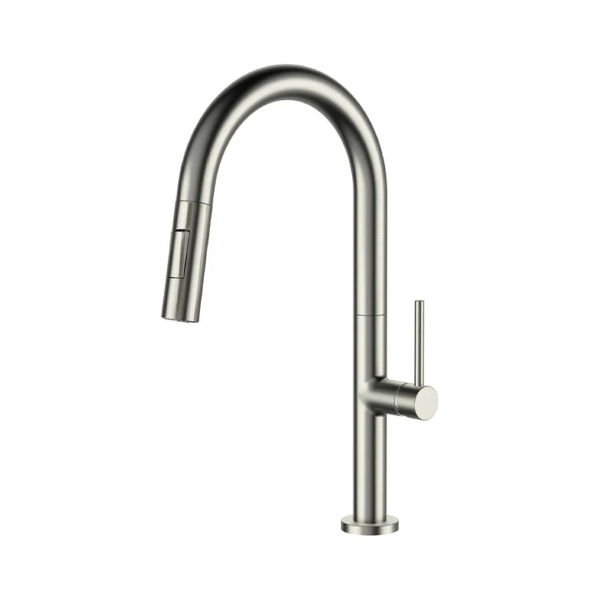 Single-hole kitchen faucet with pull-down sprayer
