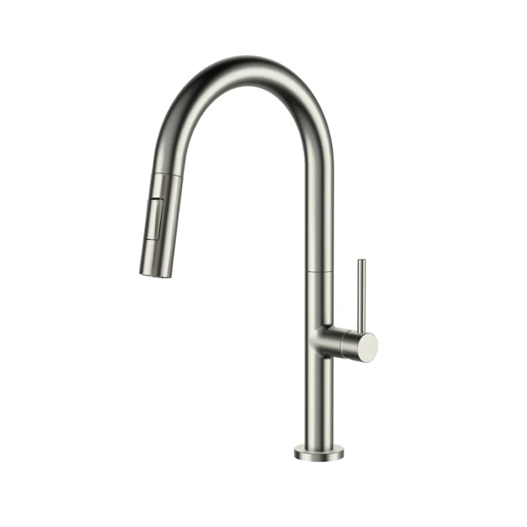 Single-hole kitchen faucet with pull-down sprayer