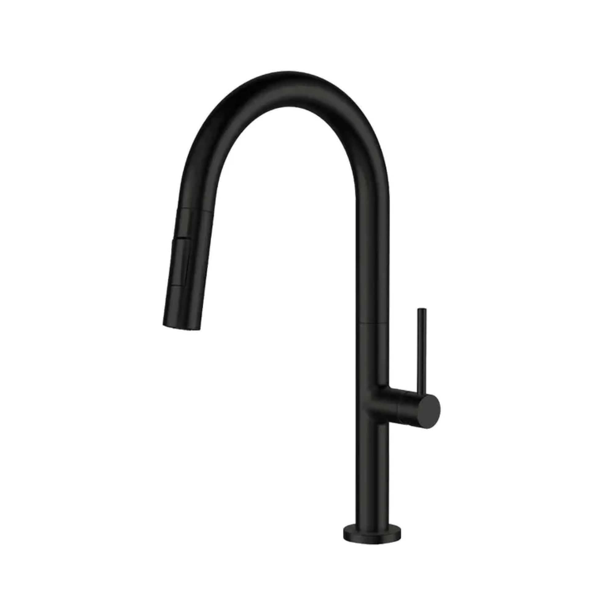Single-hole kitchen faucet with pull-down sprayer
