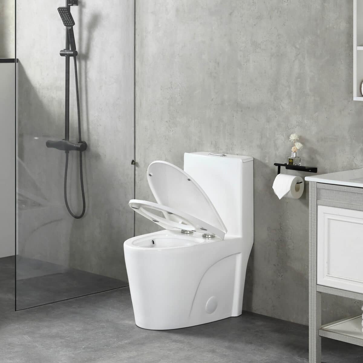 Toilette monobloc à double chasse d’eau