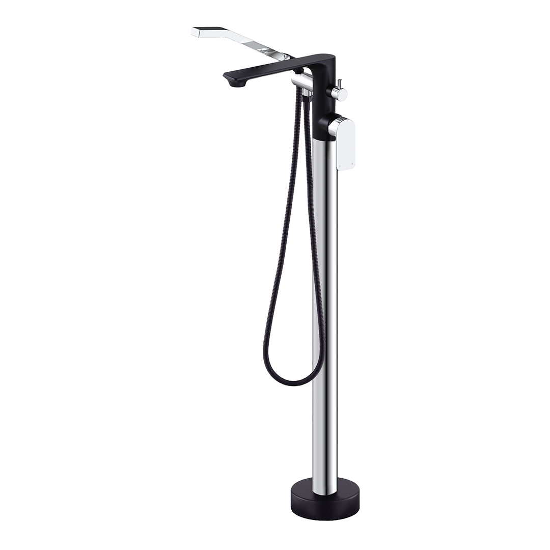 AKUALUX CLAUDIA Robinet de baignoire autoportant bicolore FLSD6126BLCP – Noir mat et Chrome